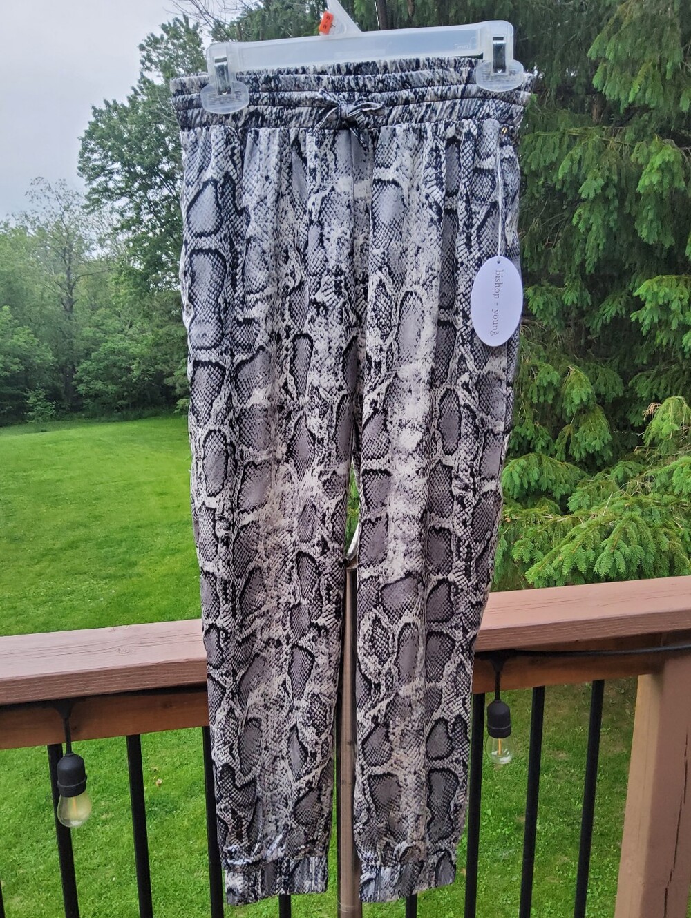 Bishop + Young Black and Silver Snake-Effect Joggers